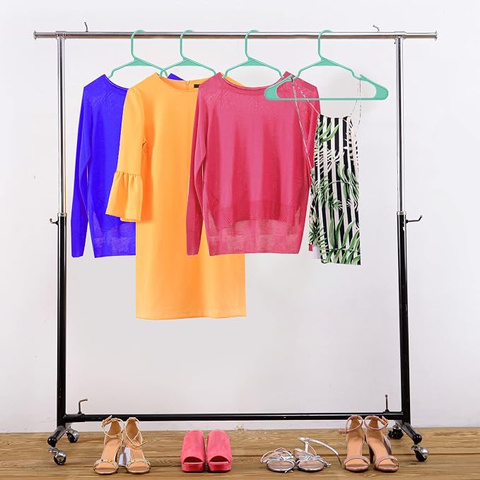 Utopia Home Plastic Hangers 100 Pack - Perfect Space Saving Clothes Hanger - Durable and Strong - Perfect Closet Organizers with Shoulder Grooves (Aqua)
