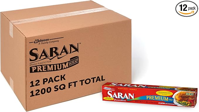 Saran Premium Plastic Wrap, Bulk Food Storage, Easy Dispense, 1,200 Sq Ft
