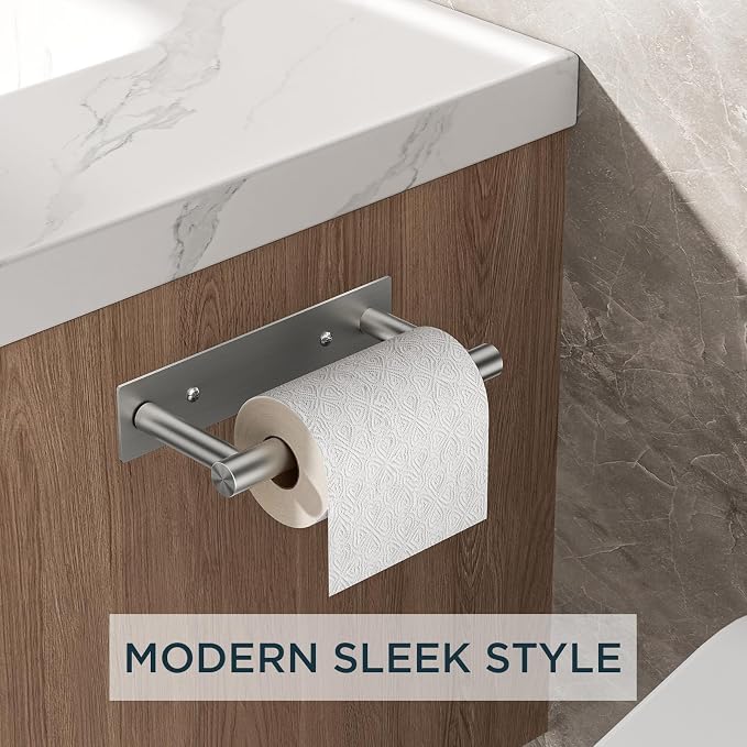 FORIOUS Toilet Paper Holder Wall Mount, Stainless Steel Rustproof Double Post Pivoting Tissue Roll Holder for Bathroom, Commercial Toilet Paper Dispenser (Stainless Steel, Modern Square 2 Pack)