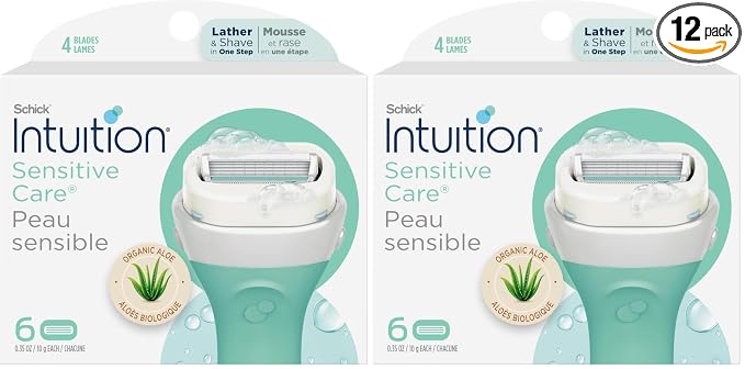 INTUITION Schick Refill,Razors for Women Sensitive Skin | Intuition Razor Blades Refill with Organic Aloe,Razor Refills,6 Count (Pack of 2)