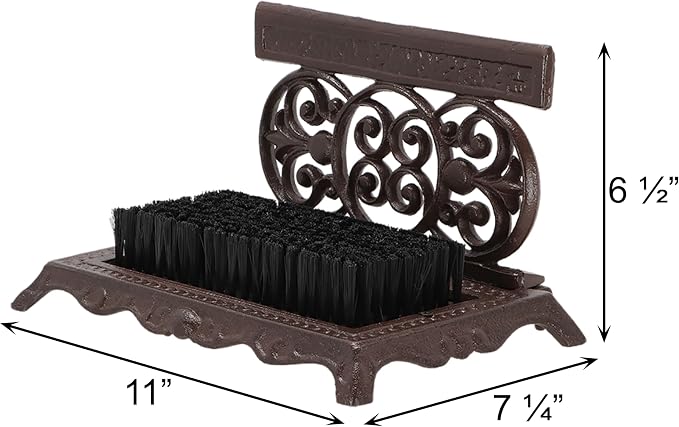 Esschert Design USA LH53 Cast Iron Shoe Scraper with Brush