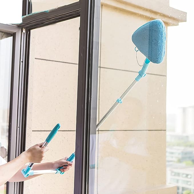 DKULMN Window Cleaning Tool,Window Squeegee Cleaning Tool, 3 in 1 U Shaped Cleaner Kit,U Shaped Window Cleaner for External Window Washer with Telescopic Pole
