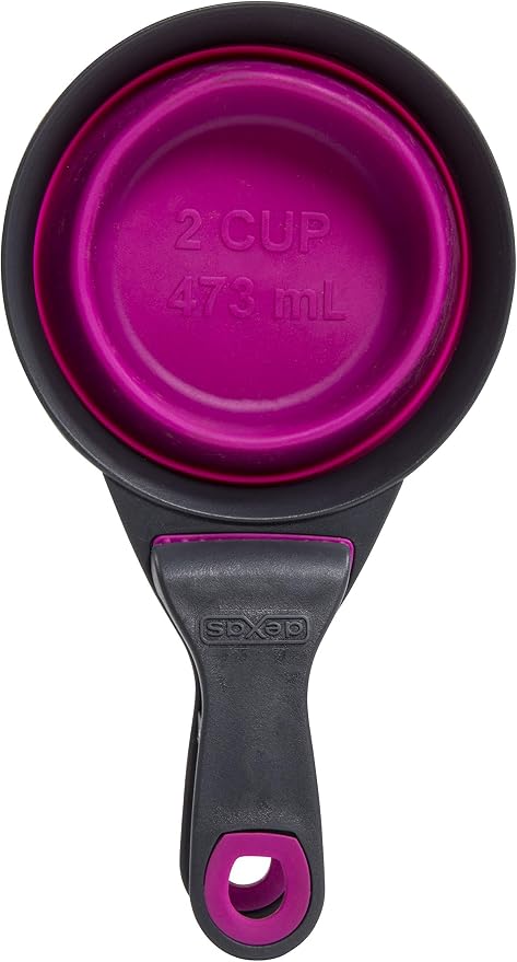 Dexas Pets Collapsible KlipScoop Collapsible Dry Dog Food Scoop and Dog Food Bag Clip, 2 Cup Capacity, Fuchsia (Pack of 2)