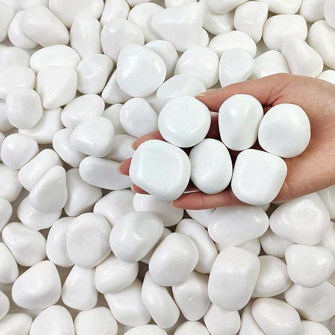 FANTIAN 20 lbs White Pebbles for Landscaping, River Rocks for Plants Indoor | White Landscape Rocks, Decorative Stones for Planters Outdoor Garden Backyard Aquarium Vase Filler and Bird Bath