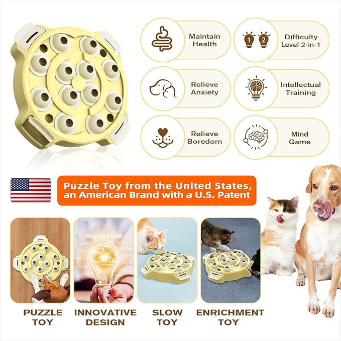 KADTC Level 2-in-1 Dog & Cat Puzzle Toy, Mental Stimulation for Dogs Indoor | XL Size, 2-Level puzzle adds mental stimulation for dogs and cats through sniffing, pawing, and reward-based play.