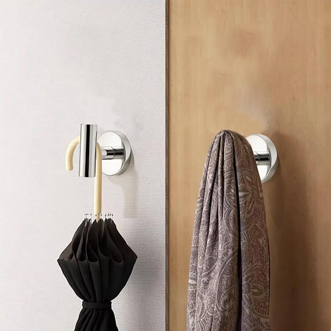 Wall Mounted Bathroom Towel Hooks for Hanging Clothes,Hat,3 Pack Polished Nickel Coat Hook Robe Hooks.Suitable for Hotels and bathrooms.