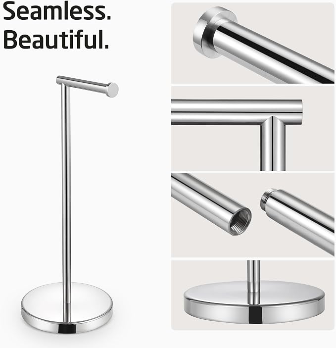KES Toilet Paper Holder Free Standing with Heavy Weighted Base, Toilet Paper Holder Stand Modern, Toilet Paper Roll Holder Rustproof 18/8 Stainless Steel Polished Finish, BPH283S1
