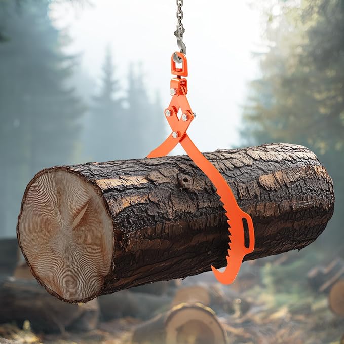 VEVOR 32in Log Lifting Tongs, 2-Claw Log Tongs, Heavy Duty Steel Log Grapple, 1543LBS Lifting Capacity, Swivel Log Graper Timber, Eagle Claw Design, Log Skidding Tongs for Trucks, Tractors, Forklifts