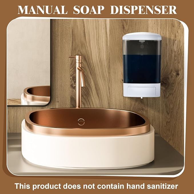 Hushee 2 Pcs Commercial Soap Dispenser Hand Wall Mounted Bathroom 33.8oz/1000ml Manual Soap Dispenser Liquid Containers with Pump Black Shower Plastic Wash Wall Container Shampoo Gel for Kitchen Hotel