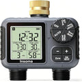 Insoma 2-Zone Sprinkler Timer with Brass Inlet, Water Hose Timer with Auto/Manual Modes + Rain Delay, Big LCD Display, for Garden, Yard Lawn, IPX5 Waterproof & Save Water