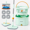 HoMettler Mop and Bucket Set | Spin Mop with Dual-Tank Clean/Dirty Water Separation | 4 Microfiber Pads for Deep-Cleaning Floors | Versatile Mops Triangular Head for Walls