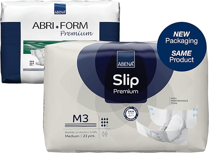 Abena Premium Adult Diapers, Abena Slip Disposable Incontinence Briefs, Heavy Absorbency, Level 3, Medium, 23 Count