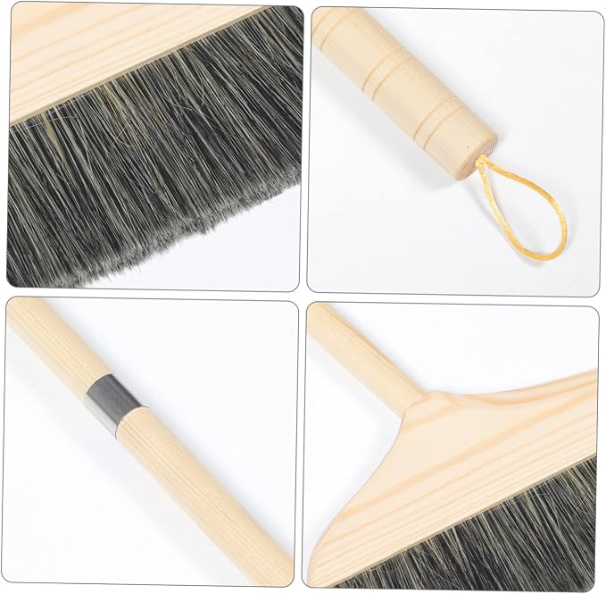 Long Handle Soft Bristle Broom Dustpan Set Floor Cleaning Broom for Indoor and Outdoor Use Anti-Static Pine Wood Sweeping Brush for Home Kitchen and RV