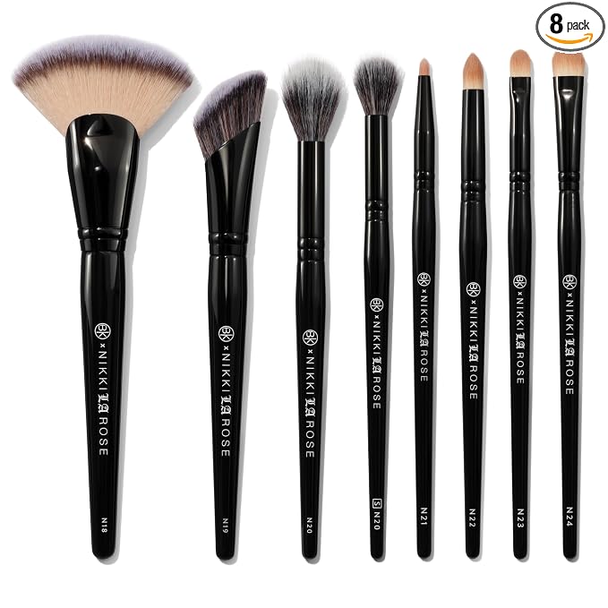 BK BEAUTY Nikki La Rose Pro Artist Brush Set Vol. 2 (8PC) – Celebrity MUA Designed Makeup Brushes for Contour, Coverage, Powder, Blush & Eye Detailing | Vegan, Cruelty-Free, Ultra-Soft Bristles