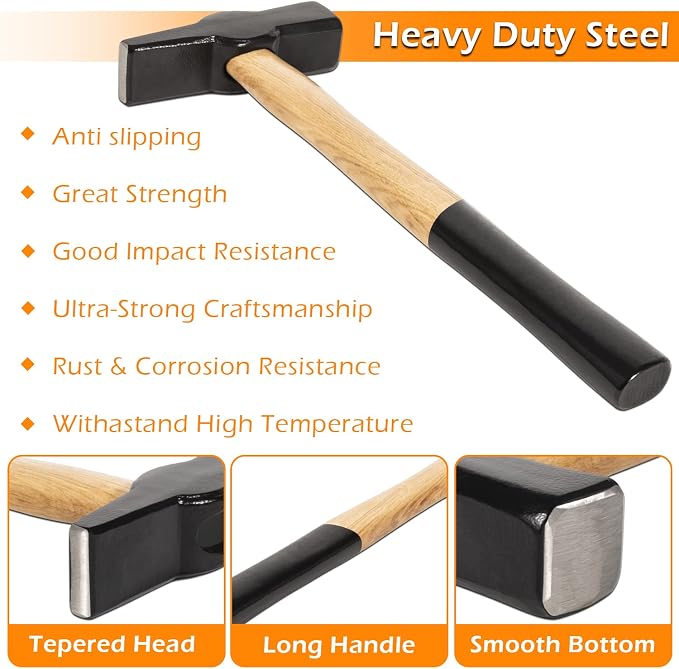 Upgraded Blacksmith Wolf Jaw Tong & Professional Blacksmiths’ Hammer Set, Replace Cross-Peen Swedish Pattern Hammer (16 inch set)