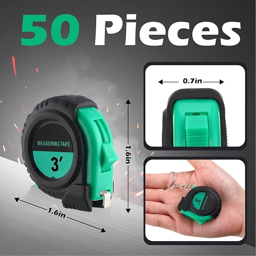Kanayu Mini Tape Measure Keychains 3 ft Small Retractable Measuring Tape Bulk with Lock Steel Easy Read Pocket for Birthday Party Back to School Favors Daily Use