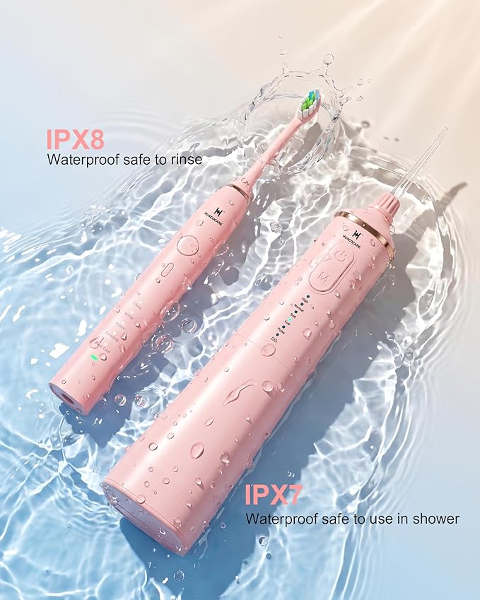 Upgraded Pro Dental Care Kit: 5-Mode Water Flosser & 50,000 VPM Sonic Electric Toothbrush | Premium Oral Clean Set with Enhanced Cleaning Modes, Larger Tank & Refined Design for Advanced Gum Health