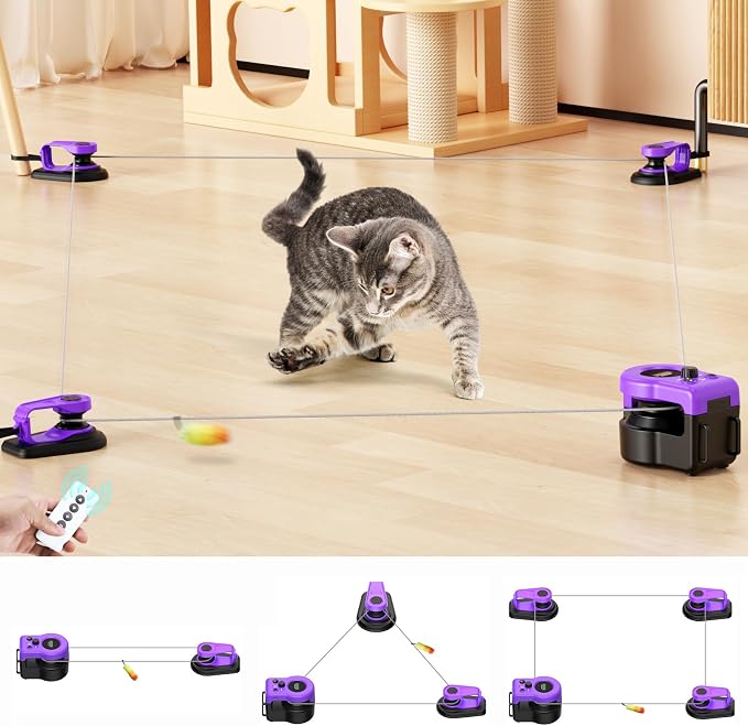 AsFrost Interactive Cat Toy for Indoor Cats Chase/Run/Hunt/Exercise-Purple | Self Play/Remote Control Funny Cat Toy, Gifts for Cat Lovers, Kitty's Weight Loss and Health
