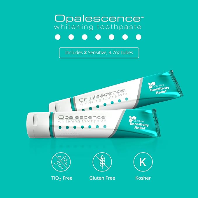 Opalescence Whitening Toothpaste for Sensitive Teeth, Mint (2 Pack) 5167-2 | 4.7 oz Toothpaste With 5% Potassium Nitrate and Fluoride to Help Relieve Sensitivity, Strengthen Enamel, and Remove Stains