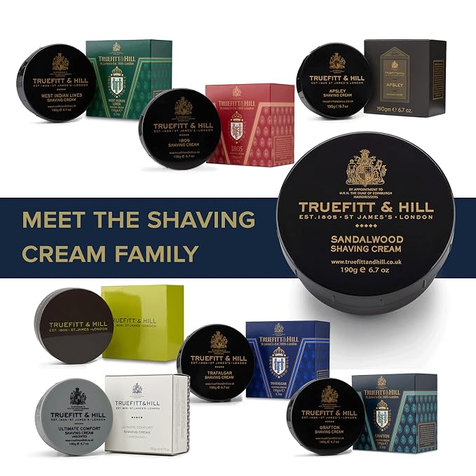 Truefitt & Hill Sandalwood Shaving Cream Bowl for Men, Fresh Classic scent, 6.7 oz.