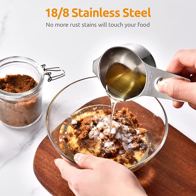 Measuring Cups: U-Taste 18/8 Stainless Steel Measuring Cups Set of 7-Piece: 1/8 Cup, 1/4 Cup, 1/3 Cup, 1/2 Cup, 2/3 Cup, 3/4 Cup, 1 Cup Dry and Liquid Ingredients