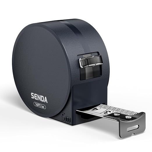 SENDA Tape Measure 16FT/5M, Compact Mini Measuring Tape, Black and White Faceted Ruler Tape, Easy-to-Read Metric/Inch Measurements for Home, Office & DIY Crafts Use(16Ft)