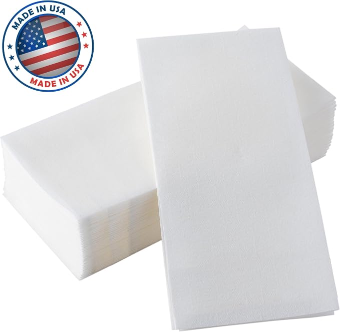 200 Pack Disposable Guest Towels for Bathroom, Linen-Feel Hand Towels | Thick and Absorbent Cloth-Like Paper Napkins, Made in USA, White, 12x17 in, for Parties, Weddings, Events, Guest Bathrooms