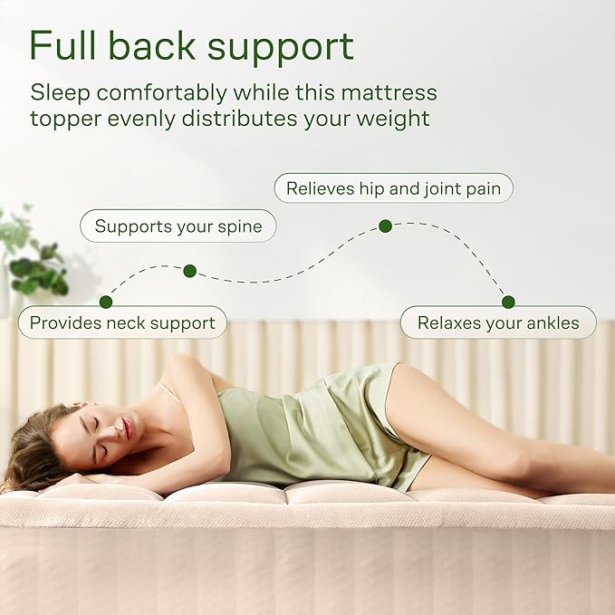 Niagara Sleep Solution Ultra Soft Twin XL Size Mattress Topper - Rayon Derived from Bamboo Pillow Top Mattress Pad for Back Pain Relief - Naturally Cooling for Hot Sleepers, Beige