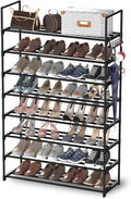 Hsscblet 8 Tiers Metal Shoe Rack,Adjustable Shoe Shelf Storage Organizer with Hooks,Stackable Boot & Shoe Storage,for Entryway,Hallway,Closet,Black