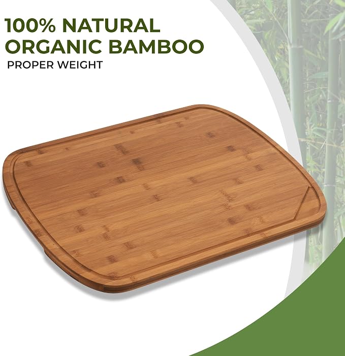 Marsmiles 36x24 Bamboo Cutting Board, Extra Large Wood Cutting Boards with Deep Juice Grooves & Back Inner Handle, Butcher Block Chopping Board with Juice Groove, Large Charcuterie Board- Carbonized