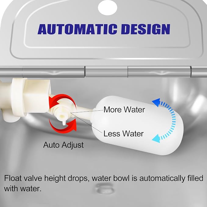 ToLanbbt 4PCS Automatic Animal Dispenser Horse Water Bowl with Float Valve Stainless Steel Goat Waterer Feeder Outside Water Trough for Livestock Auto Fill Dog Water Bowl with 1/2" Hose, Drainage Hole