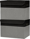 Bagnizer Large 42 Quarts Fabric Storage Bins with Lids [2-Pack] Linen Collapsible Foldable Storage Cubes, Closet Organizer Containers boxes with Handles for Home Office (16.7 x 12 x 12, Black & Gray)