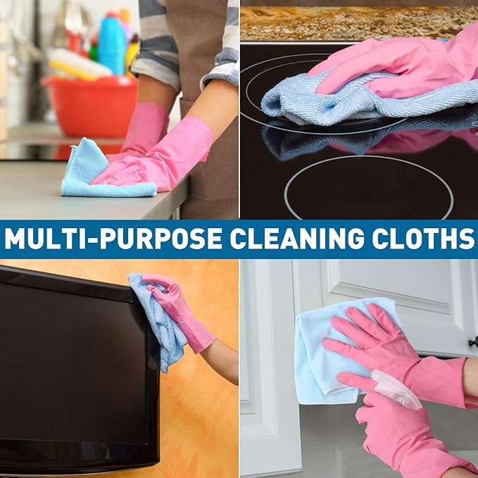 TEAWOO Microfiber Cleaning Cloths-50 Pack, Microfiber Towels Bulk, Towels for Cars & Home, Cleaning Rags 5 Colors Assorted (12x12 inches)
