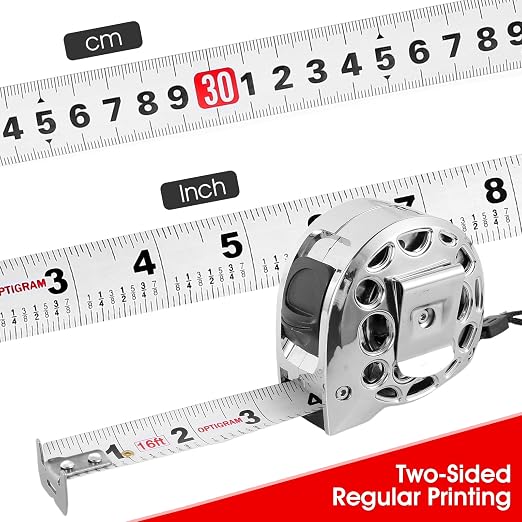 2 Pcs 16 Ft Tape Measure, Stainless Steel Double Sided Scale Retractable Measuring Tape, Anti Fall Wear Resistant Metric Ruler, Hollow Design, Self Lock