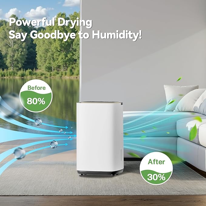Manistin 5000 Sq.Ft Dehumidifier for Basement with Drain Hose, 52 Pint Dehumidifiers for Home, 3 Modes, Humidity Display & Timer & Child Lock, Large Room Compressor for Bedroom/Bathroom/Laundry