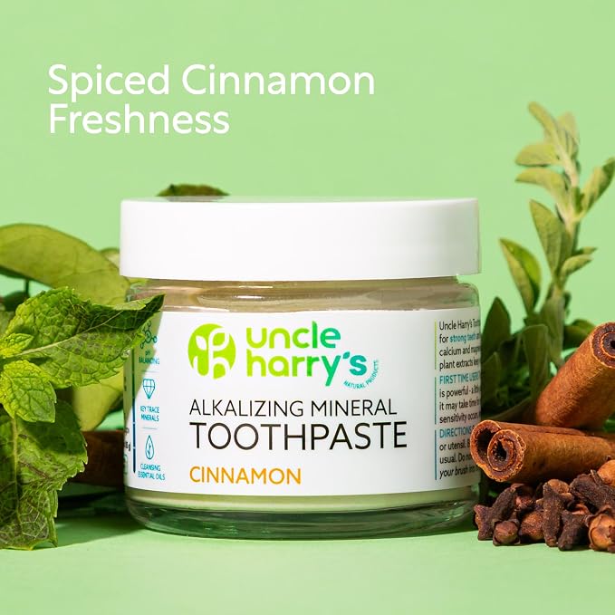 Uncle Harry's Cinnamon Remineralizing Toothpaste | Natural Whitening Tooth Paste Freshens Breath & Promotes Enamel | Vegan Fluoride Free Toothpaste