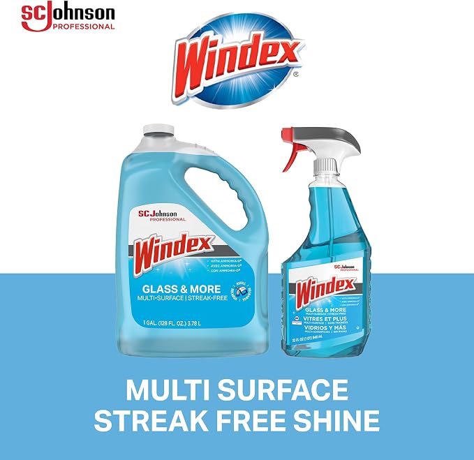 SC Johnson Professional Windex Glass and More Multi-Surface Cleaner, Windex Glass Cleaner Refill, Multi Surface Cleaner, 128 fl. oz. Bottles, 4 Count, for Professional Use Only