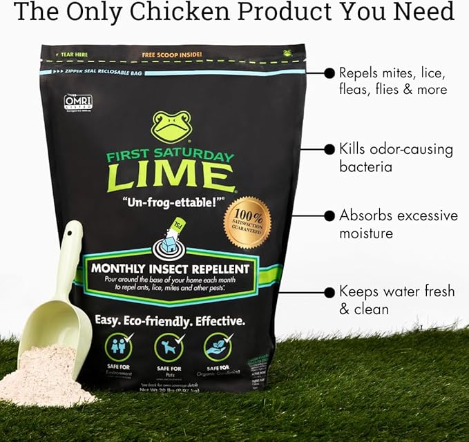 First Saturday Lime Insect Deterrent 20LB | Monthly Insect Barrier | Multi-Purpose Natural Repellent for Outdoors | Deters Ants, Ticks, Fleas & Others