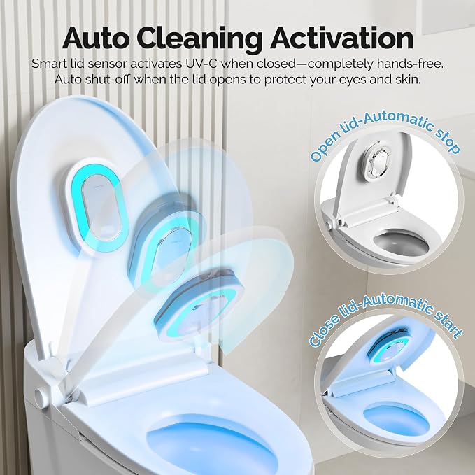 Smart Toilet UV-C Sanitizing &Odor-Control System – Motion-Activated, Chemical-Free Automatic Deodorizer with Safety Sensor & Long-Life Rechargeable Battery