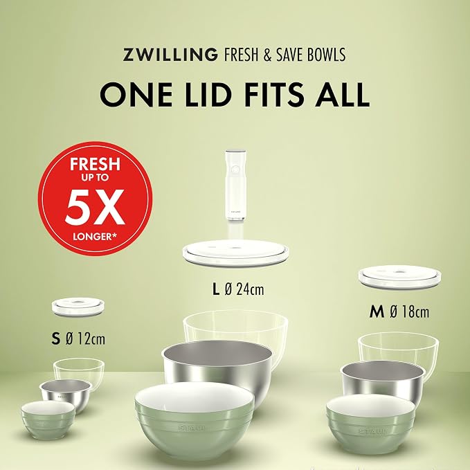 ZWILLING Fresh & Save BOWLS 9-pc Vacuum Glass Bowl Starter Set, Airtight Food Storage and Meal Prep Containers, BPA-Free, Stackable, Reusable