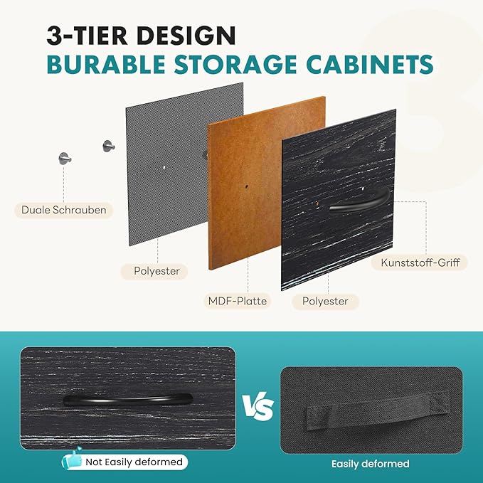 OLIXIS 9 Drawer Storage Dresser with Wood Top - Wide Fabric Chest Organizer for Bedroom, Closet, Living Room,Tower Cabinet, TV Stand, Hallway Entryway Furniture,Black Wood Grain