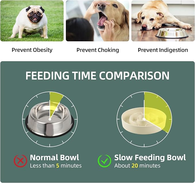 Havniva Elevated Slow Feeder Dog Bowls, Ceramic Dog Bowl Slow Feeder | 1.6 Cups Raised Slow Feeding Bowl for Medium Breed, Puzzle Dog Food Bowl with Wooden Stand, Non-Slip, Anti-Choking
