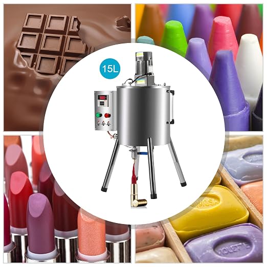 15L 4Gal Heating Mixing Filling Machine, Lipstick Filling Machine Stirring Tank, Stainless Steel Stirring Tank Cream Liquid Filler Machine for Lipstick, Shoe Polish
