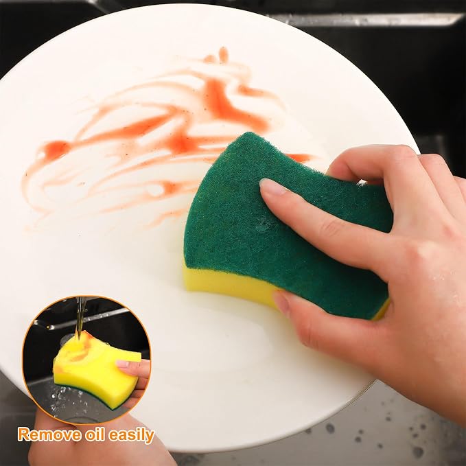 200 Pcs Individually Wrapped Sponges Uncompressed Non Scratch Scrouing Sponges for Household Cleaning Dishes Kitchen Airbnb Apartment Car Bike Green