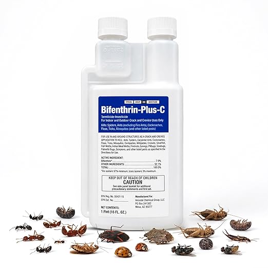 Bifenthrin Plus-C Insecticide (16 oz) - Roach Killer Indoor Infestation, Termite Treatment, Ant Control & Wasp Spray - Home Defense Pest Control, Residential, Commercial, and Industrial Use