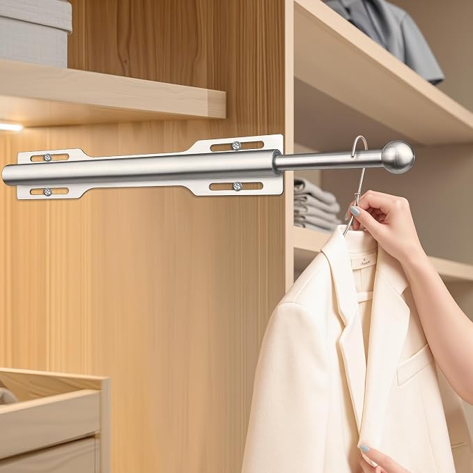 12" Valet Rod for Closet Pull Out (1 Pack, Brushed Nickel)