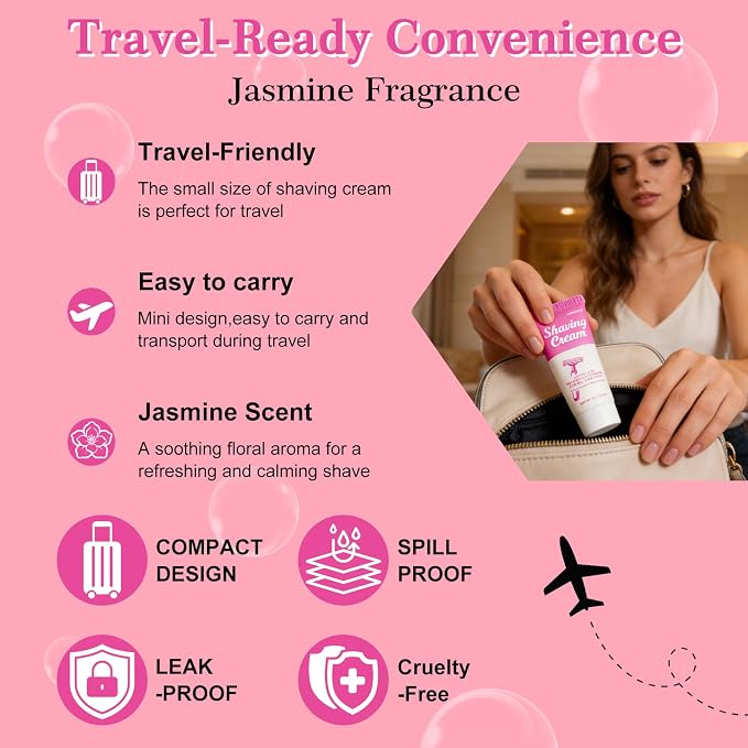 Womens Shaving Cream Bulk Travel,1fl oz/30ml Shave Gel for Women,Care Dry Skin Womens Shave Gel for Travel Guests(Jasmine,Pack of 200)