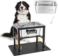 2.8 Gallon Elevated Large Dog Water Bowl with Spill-Proof Mat, 4-Height Adjustable (9.4–14.2'') Raised Dog Water Bowl Stand with Stainless Steel Bowls for Indoor/Outdoor Use