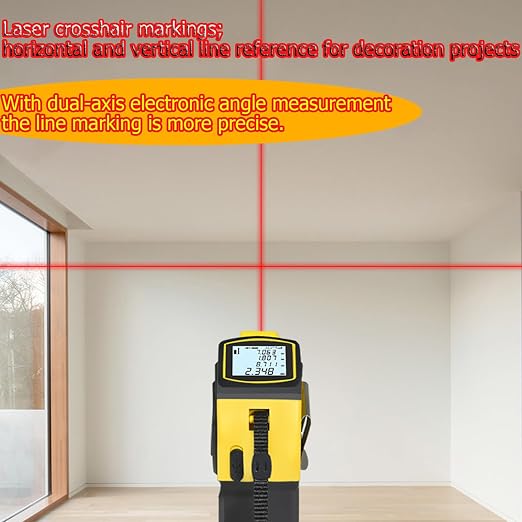 Tape Measure 4-in-1 Laser Digital Measuring Tape & 100m/328ft Laser Distance Meter & with 16ft/5m & Crosshair Markings & Dual-axis Electronic Level,Display On Backlit LCD Screen