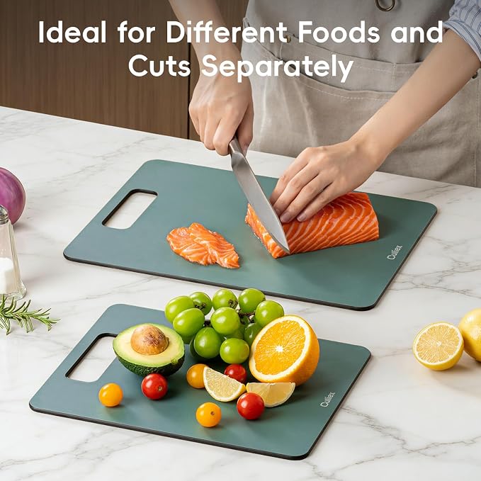 Wood Fiber Cutting Board Set of 2, Dishwasher Safe, Non-Toxic | BPA-Free Composite Cutting Board for Kitchen, Non-Slip, Non-Porous Chopping Board for Meat Vegetable Fruit Bread - Green